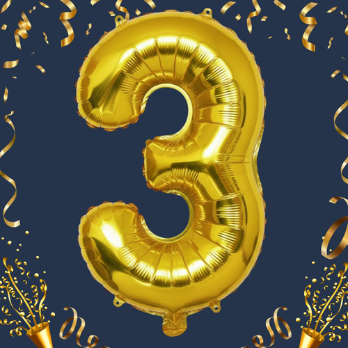 40 Inch Big Gold Large Number 3 Mylar Foil Balloon For Helium & Air Filled Premium Self Seal Balloon.jpg