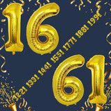 40 Inch Big Gold Large Number 16 61 Mylar Foil Balloon For Helium &amp; Air Filled Premium Self Seal Bal