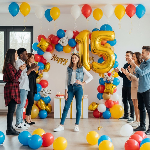 40 Inch Big Gold Large Number 15 Mylar Foil Balloon For Helium & Air Filled Premium Self Seal Balloo.jpg