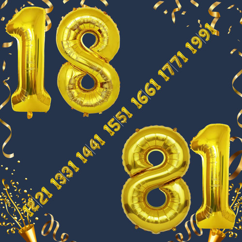 40 Inch Big Gold Large Number 18 81 Mylar Foil Balloon For Helium & Air Filled Premium Self Seal Bal.jpg