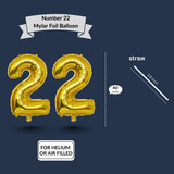 40 Inch Big Gold Large Number 22 Mylar Foil Balloon For Helium &amp; Air Filled Premium Self Seal Balloo