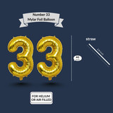 40 Inch Big Gold Large Number 33 Mylar Foil Balloon For Helium &amp; Air Filled Premium Self Seal Balloo