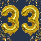 40 Inch Big Gold Large Number 33 Mylar Foil Balloon For Helium &amp; Air Filled Premium Self Seal Balloo