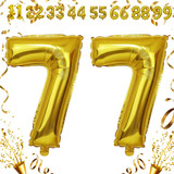 40 Inch Big Gold Large Number 77 Mylar Foil Balloon For Helium &amp; Air Filled Premium Self Seal Balloo