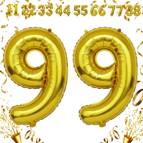40 Inch Big Gold Large Number 99 Mylar Foil Balloon For Helium & Air Filled Premium Self Seal Balloo.jpg