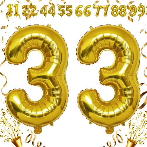 40 Inch Big Gold Large Number 33 Mylar Foil Balloon For Helium & Air Filled Premium Self Seal Balloo.jpg