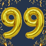 40 Inch Big Gold Large Number 99 Mylar Foil Balloon For Helium &amp; Air Filled Premium Self Seal Balloo