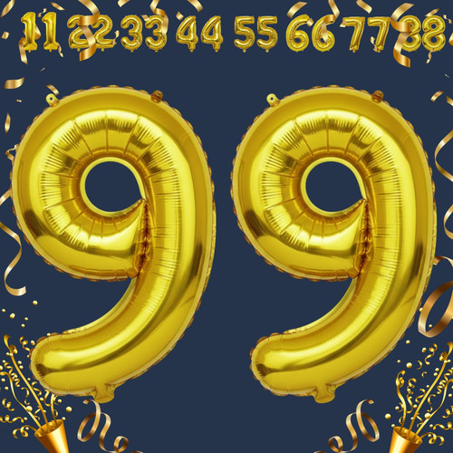 40 Inch Big Gold Large Number 99 Mylar Foil Balloon For Helium & Air Filled Premium Self Seal Balloo.jpg
