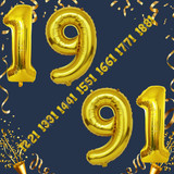 40 Inch Big Gold Large Number 19 91 Mylar Foil Balloon For Helium &amp; Air Filled Premium Self Seal Bal