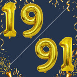 40 Inch Big Gold Large Number 19 91 Mylar Foil Balloon For Helium &amp; Air Filled Premium Self Seal Bal