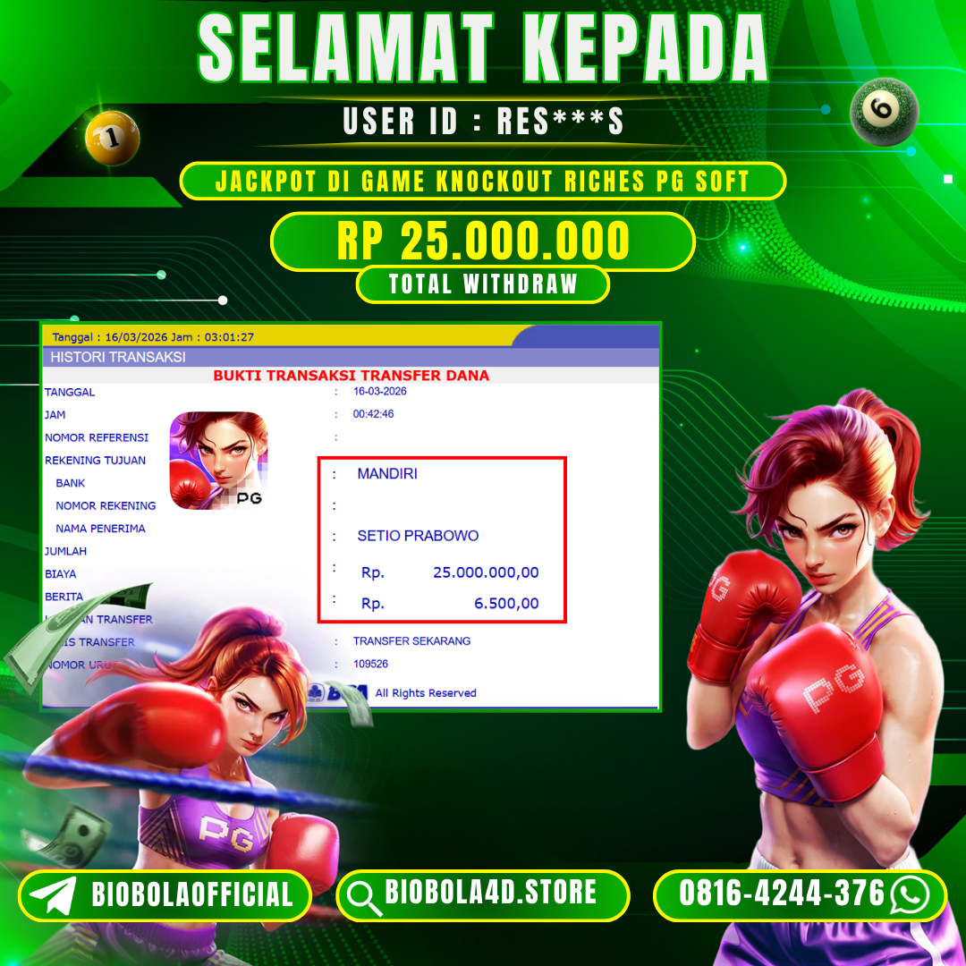 JP KNOCKOUT RICHES 25 JT DI BAYAR LUNAS !!