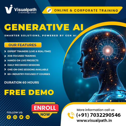 Visualpath offers Generative AI Course Training in Bangalore designed for professionals who want structured understanding of how AI integrates into modern work systems. The program focuses on workflow thinking, output refinement, and AI-supported productivity instead of random experimentation. Learning remains practical and aligned with real industry needs. Call +91-7032290546 today.

WhatsApp: https://wa.me/c/917032290546
Visit: https://www.visualpath.in/generative-ai-course-online-training.html
Visit our Blog: https://visualpathblogs.com/category/generative-ai-genai/