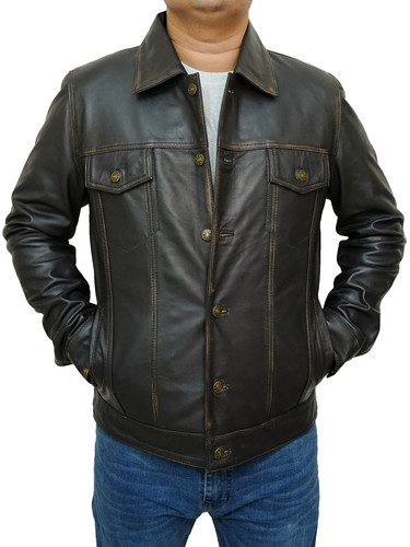 Mens Customized Costumes Halloween Christmas Moto Biker Trucker Racer Bomber Real Lambskin Vintage B.jpg