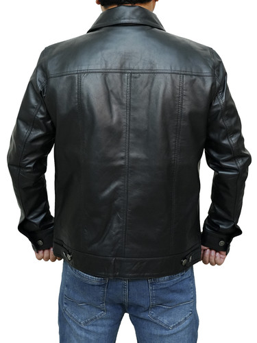 Men Customized Halloween Costumes Moto Biker Bomber Trucker Racer Black Real Lambskin Leather Jacket.jpg