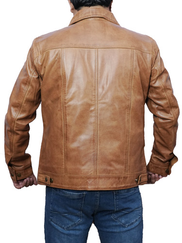 Mens Customized Costumes Halloween Christmas Moto Biker Trucker Racer Bomber Real Lambskin Cognac Le.jpg