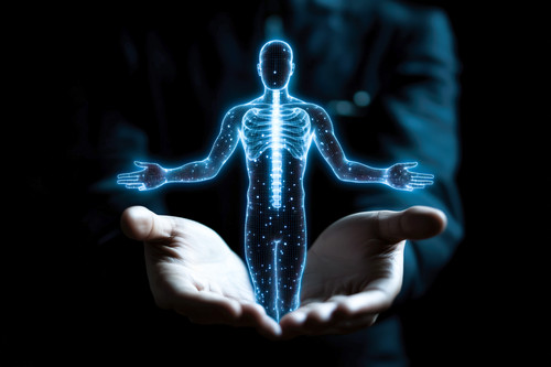 doctor carefully examines virtual xray projection with focused attention generative ai.jpg