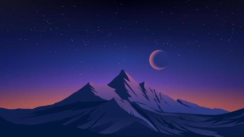 snowy mountain peak in starry night amazing night sky over mountain vector.jpg