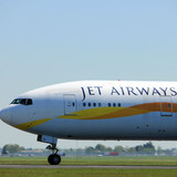 Amsterdam the Netherlands - May 4th 2018: VT-JEM Jet Airways Boeing 777-300 takeoff from Polderbaan 