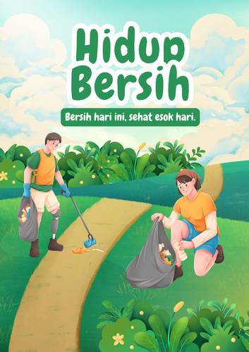Warna Warni Ilustratif Himbauan Hidup Bersih Poster.png