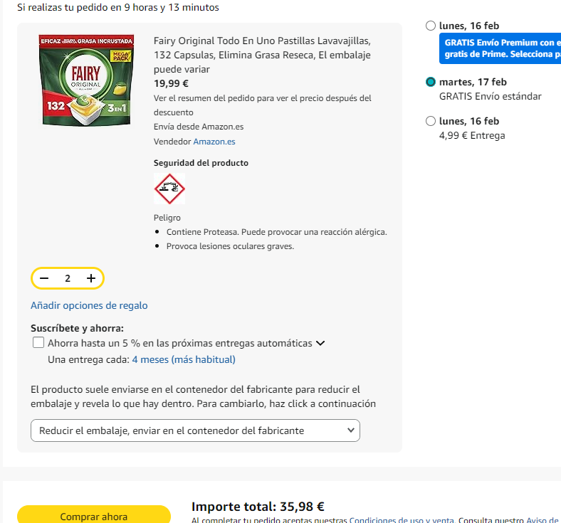 captura de pantalla de ayuda para conseguir la oferta temporal