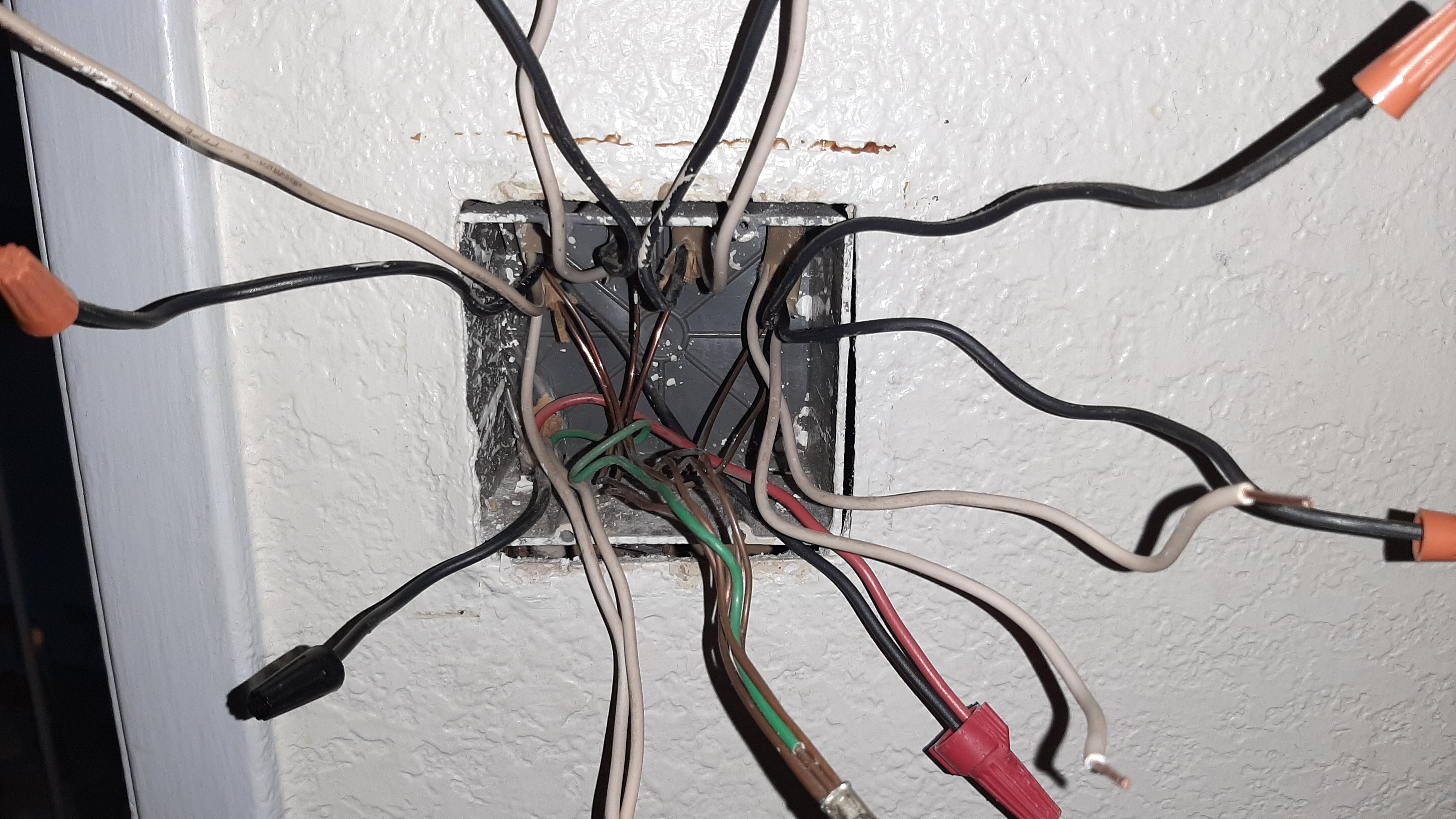 Went to install a new bathroom fan and found this bunch of spaghetti ...