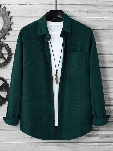 Manfinity Homme Men Solid Button Front Pocket Patched Shirt Without Tee.jpg