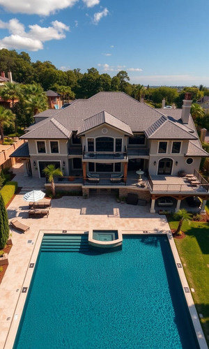 aerial shot of a luxurious mansion with a private pool and outdoor kitchen.jpg