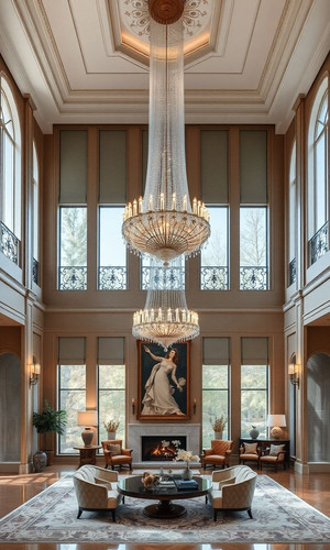 interior shot of a lavish living room with high ceilings and a grand chandelier.jpg