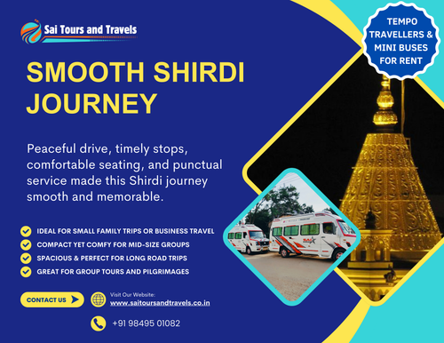 A group recently travelled in our 17-seater tempo traveller for a one-way trip to Shirdi.