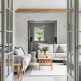 Vertical Pintereststyle image of container home with Scandinavian design elements Centered overlay t