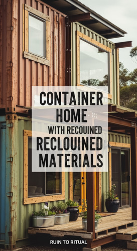 Vertical Pintereststyle image of container home with reclaimed materials and rustic finishes Centere.jpg