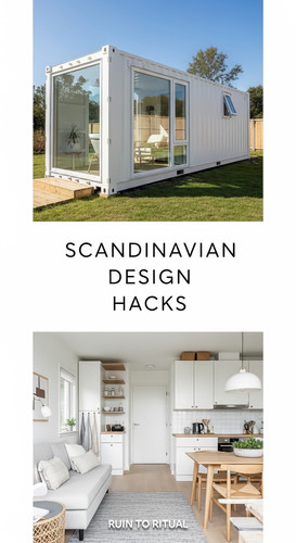 Vertical Pintereststyle image of container home with Scandinavian design Centered overlay text reads.jpg