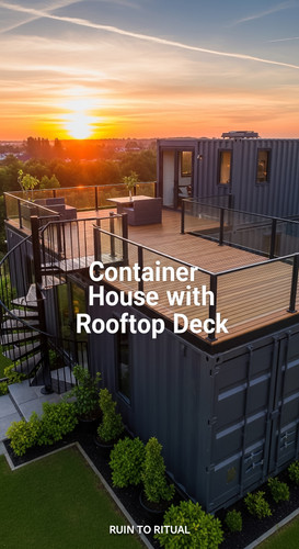Vertical Pintereststyle image of container home with rooftop deck and spiral staircase Centered over.jpg