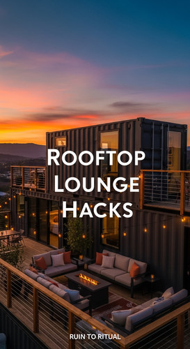 Vertical Pintereststyle image of container home with rooftop deck lounge Centered overlay text reads.jpg