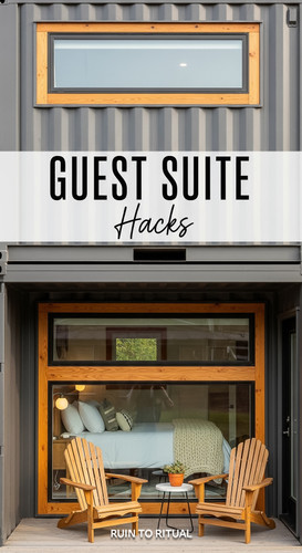 Vertical Pintereststyle image of container home with guest suite Centered overlay text reads Guest S.jpg