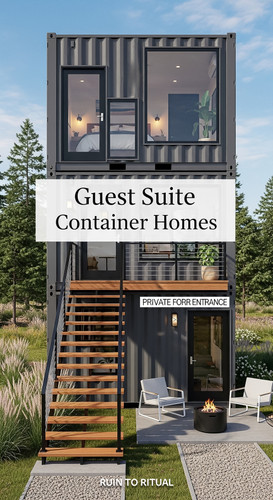 Vertical Pintereststyle image of container home with guest suite Centered overlay text reads Guest S.jpg