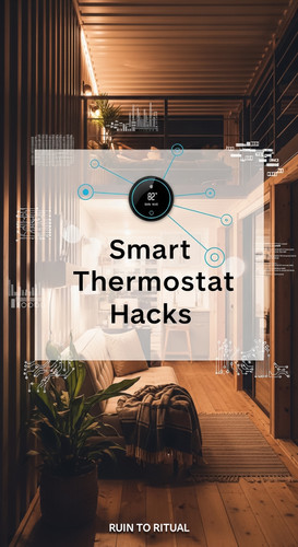 Vertical Pintereststyle image of container home with smart thermostat Centered overlay text reads Sm.jpg