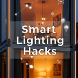 Vertical Pintereststyle image of container home with smart lighting Centered overlay text reads Smar