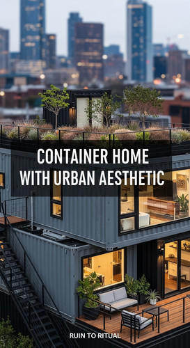 Vertical Pintereststyle image of container home with urban aesthetic and rooftop garden Centered ove.jpg
