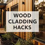 Vertical Pintereststyle image of container home with wood cladding exterior Centered overlay text re
