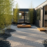 Vertical Pintereststyle image of container home with zen garden and meditation space Centered overla