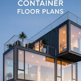 Vertical Pintereststyle image of stacked container house with rooftop deck and glass walls Centered 