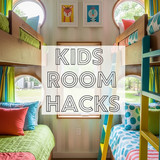 Vertical Pintereststyle image of container home with kids bunk room Centered overlay text reads Kids