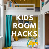 Vertical Pintereststyle image of container home with kids bunk beds Centered overlay text reads Kids