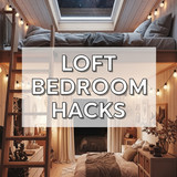 Vertical Pintereststyle image of container home with loft bedroom skylight Centered overlay text rea