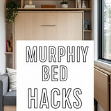 Vertical Pintereststyle image of container home with Murphy bed Centered overlay text reads Murphy B