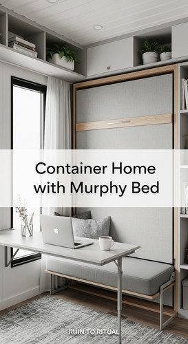 Vertical Pintereststyle image of container home with Murphy bed and foldout table Centered overlay t.jpg