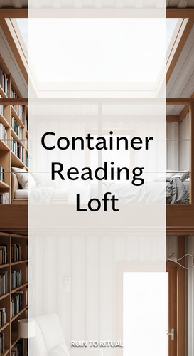 Vertical Pintereststyle image of container home with reading loft Centered overlay text reads Contai.jpg