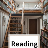 Vertical Pintereststyle image of container home with reading loft Centered overlay text reads Readin