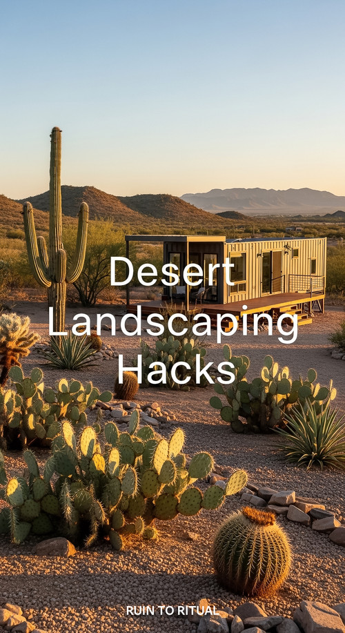 Vertical Pintereststyle image of container home with desert cactus landscaping Centered overlay text.jpg